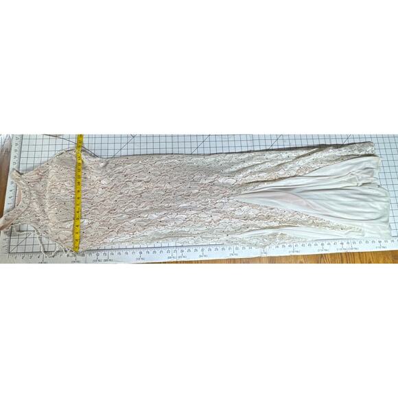 Jump Apparel Vintage Lace Halter Beaded Lattice Back Mermaid Prom Dress 3/4 - Picture 8 of 9